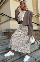 Satin Zebra Print Midaxi Skirt